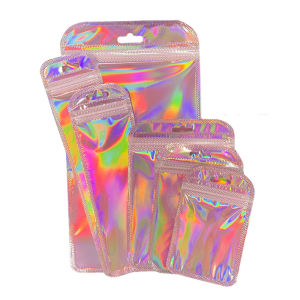 50Pcs Laser Resealable Bags PET-free Seal Pouch Food Safe Storage Cosmetics Pouch Holographic Packaging Bags