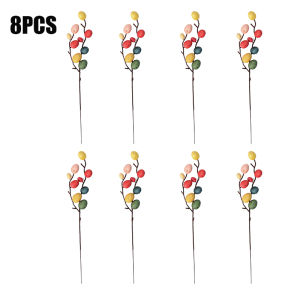 โฟมไข่ดอกไม้8ชิ้นกิ่งต้นไม้ไข่อีสเตอร์มีสีสันต้นไม้ปลอมอีสเตอร์แบบทำมือการตกแต่งงานเทศกาลงานปาร์ตีแจกันประดับบ้าน