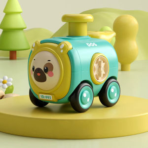 Inertia toy car press face changing with whistle Small train crash resistant cartoon car parent-child interaction