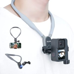 Selfie Phone Mount Neck Holder Strap Necklace Lanyard Centered Angle Adjustable Shoulder Chest View Support for GoPro Max Hero 10 9 8 7 6 5 Insta  360 DJI Action 2 iPhone Android