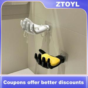 【ZTOYL】 Resin Wall Hanger Self Adhesive Hand Shape Hanger Hook No Drilling Palm Shaped Hook Wall-Mounted Multifunctional For Home Office