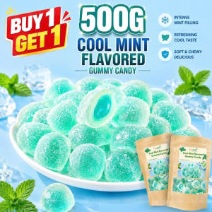 (READY) 500G Mint Gummy Candy Soft Chewy Mint Filled Candy Refreshing Breath Candy