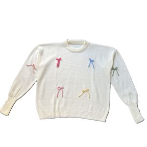 Sweater Rajut Wanita Polos Berpita - Lengan Penuh Crewneck Semi Crop