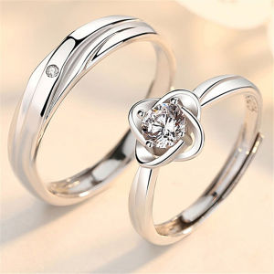 2pcs Cincin Pasangan / Cincin Couple Wanita Pria Silver 925 Perak Cincin Pengantin / Lamaran