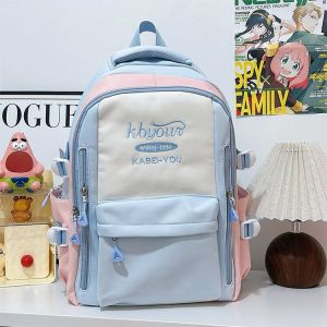 กระเป๋าเป้ผู้หญิงสไตล์เกาหลี ขนาดใหญ่ สีโทนไอศกรีม กันน้ำ ใส่โน้ตบุ๊ค 15 นิ้ว น่ารัก