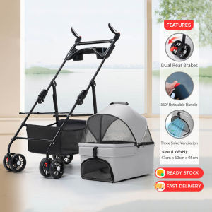 ACTIVEONE Pet Stroller Trolley Foldable Cat Dog Storllers Travel Carrier Storage Bag Basket Lightweight Kereta Sorong Troli Kucing - Fulfilled by ACTIVEONE