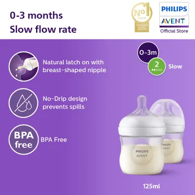 [New] Philips Avent Natural Response Baby Bottle 0m+ (4oz/125ml x 2 bottles) SCY900/02