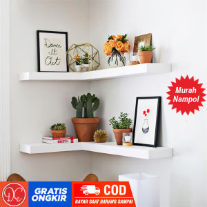 Floating Shelves/Rak Dinding Sudut Siku L Minimalis Model Tempel/Melayang/Gantung 2 Susun 40/30 cm