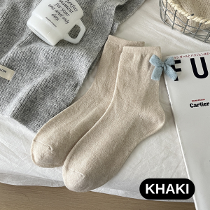 Kaos kaki wanita musim semi gugur dingin pita panjang sebetis women socks season spring autumn ribbon YM2465