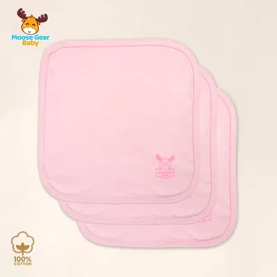 Moose Gear Baby 3 Pcs Wash Cloth Lampin for Newborn Infant (PINK) 100% Cotton High Quality Premium Central Stuff Unisex (MGB0013C)