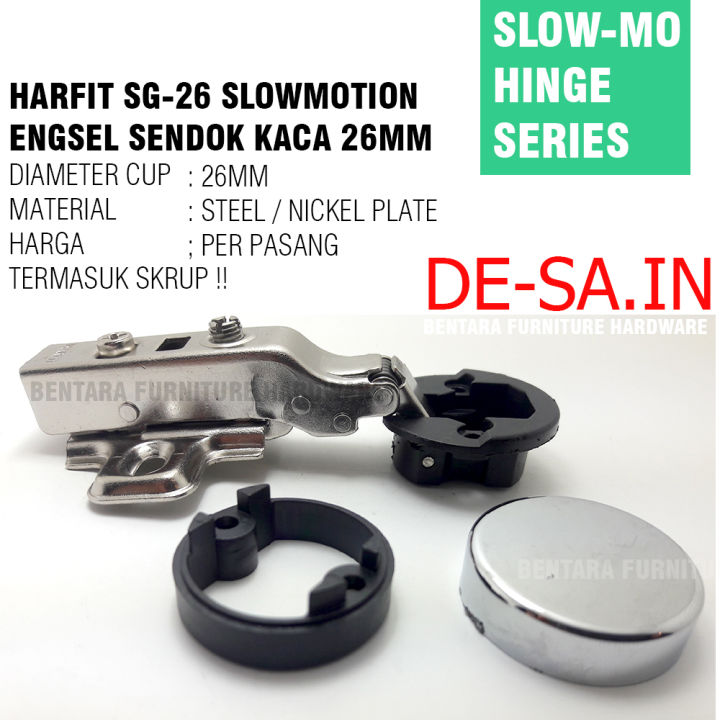 x Harfit SG-26 ES-0 Lurus Engsel Sendok Kaca Clip-On Soft-Close