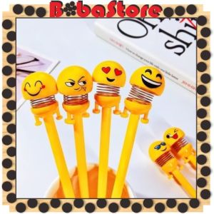 ⭐Bobastore⭐ R163 Pena Emoji Spring Pulpen pen karakter EMOTICON SOUVENIR bouncing goyang unik lucu