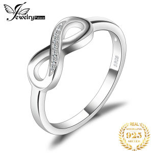JewelryPalace Infinity Knot Love 925 Sterling Silver Ring Cubic Zirconia Stakable Promise Korean Finger Rings for Women Girl