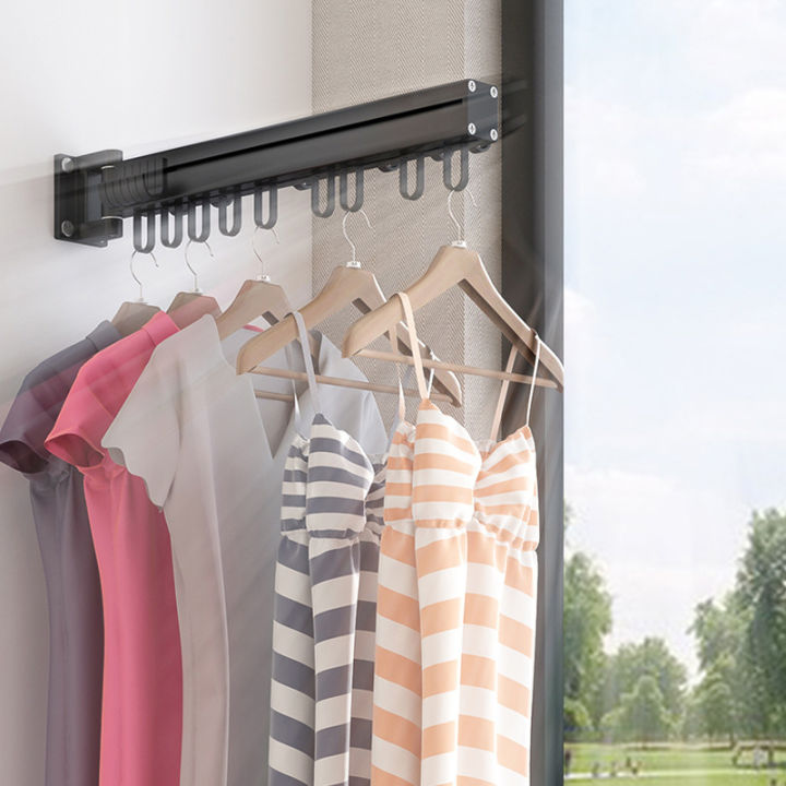 Wall Mounted Laundry Clothesline Hangers Racks Folding Clothes Hanging