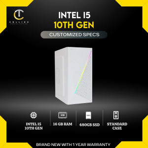 [Customized PC Specs] Intel i5 10th Gen Processor CPU | Built-in Intel Graphics | 16GB RAM | 480GB SSD | Ready to Use | Plug and Play | High Quality Specs | Gaming Streaming Online Class Work | Collinx Computer
