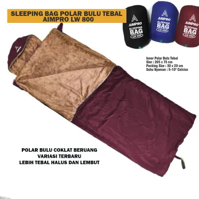 AIMPRO Sleeping Bag Polar Bulu Tebal dan Hangat - Sleeping Bag Bulu - Sleeping Bag - Sliping Bag - SB bulu - Sb Bulu tebal - Kantung tidur - Kantong tidur - SB - Selimut Camping hiking outdoor gunung