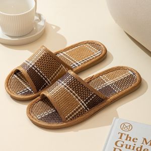 Vine Grass Woven Slippers Natural Tropical Couples Linen Slippers Home Indoor Floor Slippers