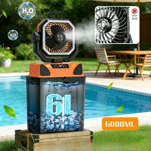Keranixy 20000mAh Portable USB Camping Fan With Spray Mist Outdoor Tent Cooling Fishing Ceiling Fan