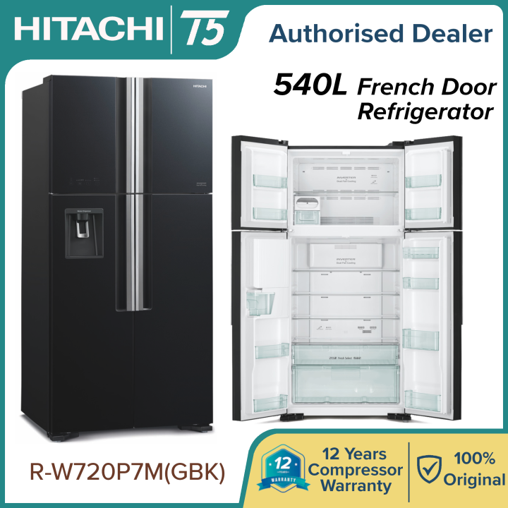 HITACHI RW720P7M GBK 586L FRIDGE INVERTER 4 GLASS DOOR BIG FRENCH