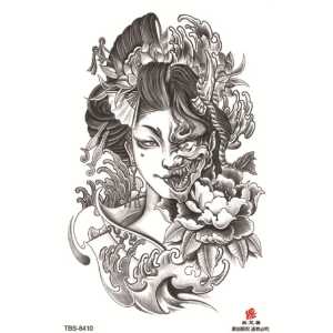 Tattoo Temporer TBS-8410 Warna Coklat - Tahan Air Desain Floral Elegan