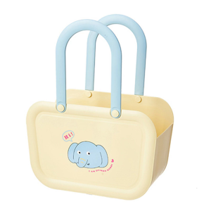 Compact Plastic Organizers Bin For Bathroom Kitchen Storage Easy Carry Handle Bath Holders Yellow Design for Home Use