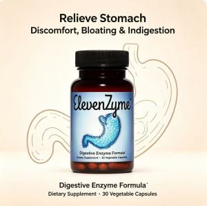 ElevenZyme Digestive Enzyme Capsules for Stomach Health & Post‑Meal Comfort30 Capsules