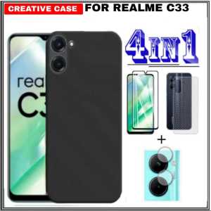 Promo Paket 4 in 1 Softcase Realme C67 4G 2023 / Realme C51 NFC / Realme C53 NFC / Realme C55 NFC / Realme 10 4G / Realme C33 2022 Matte Camera Protective Case + Anti Gores Layar Anti Radiasi + Garskin + Kamera