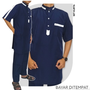 Setelan Kurta Model List Terbaru KATUN Besway Premium Lengan Pendek Termurah 2023 Baju Lebaran Koko Set Celana Pria Dewasa