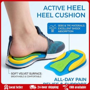 Silicone Gel Insoles for Heel Spurs Fascitis Plantar Pain Relief Treatment Inserts Heel Cup Cushion Height Increase Shoe Insoles