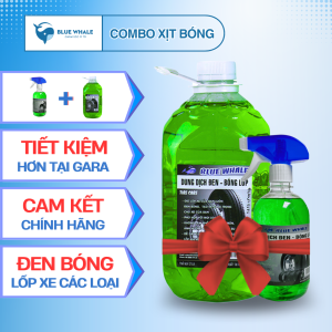 Combo Xịt Bóng Lốp BlueWhale (can 2L + chai 500ml) làm đẹp bảo vệ lốp ô tô xe máy xe đạp điện