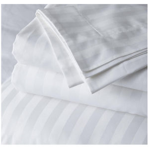 M&A ONLINE SHOP | HOTEL QUALITY SATIN WHITE STRIPE CANADIAN COTTON FLATSHEET