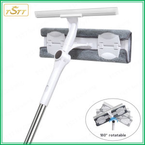 Long Handle Glass Wiper Window Washer 2 in 1 Glass Cleaning Tool Telescopic Rod Squeegee Wiper Double-Sided Window Cleaner Mop