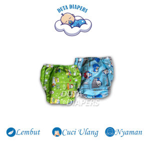 Duta Diapers Insert dan Popok Kain Bayi PAKET 3 PCS CLODI Motif KANCING Cuci Ulang