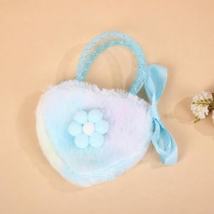 WISHAHA Heart-Shaped Plush Shoulder Bag Lightweight Zipper Closure Children Coin Purse  Small Backpack Kawaii Crossbody Bag Autumn Winter