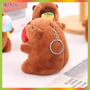 RUASA Cartoon Capybara Pendant Plush Toy Pull String Ice Cream Strawberry Doll Bag Hanging Ornaments Keychain Desktop Decoration