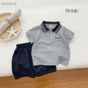 Bộ quần áo set polo cộc tay cho bé trai 1 đến 7 tuổi phong cách hàn quốc đi học BERNIE 0824B15