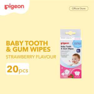 PIGEON Baby Tooth & Gum Wipes Strawberry Flavour 20s | TISU BASAH MEMBERSIHKAN GIGI & GUSI ANAK