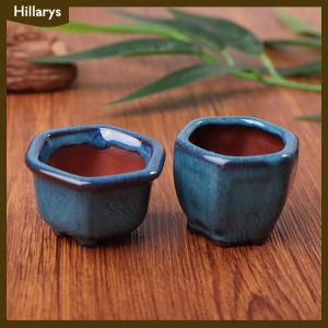 [Hillarys] Chậu cây mini chậu hoa có lỗ Chậu Cây Cảnh Phong cách Trung Quốc chậu hoa màu tím Cát thủ công chậu trồng cây trang trí nhà