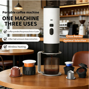 Portable Espresso Maker Manual Coffee Brewer Capsule Compatible Ground Coffee Hand Press Travel Kitchen