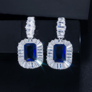 SEQUITO Temperament Silver Plated Ear Jewelry Pave Setting Bling AAA Cubic Zircon White Crystal Stone High Quality Women Engagement Drop Dangle Earrings SE866