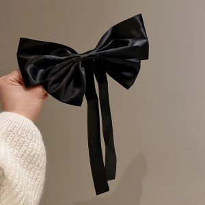 Jepit Rambut Pita Rumbai Klip Otomatis JUMBO Fashion Black Ribbon Bow Tie Hair Clip HCO020B