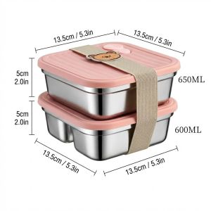 304 Stainless Steel Bento Lunch Kids Microwavable Leakproof Stackable 2 Compartment Meal Prep Food Storage Containers2026
