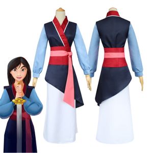 Mulan Cosplay Costume For Kid Girl Adult Mulan Princess Traditional Kimono Women Dress Warrior Chinese Hanfu Heroine Halloween Costume
