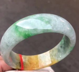 Uenjoyment Rare Natural Three-color Burma Emerald Jade Bangle Exquisite Fashion Jewelry Accessories Gifts Physical Shooting Bracelet