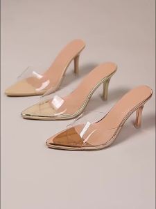 Fashionable Ruffled Pointed-Toe High-Heeled Shoes 2026 Summer New Large-Size WomenS Closed-Toe Stiletto Slippers