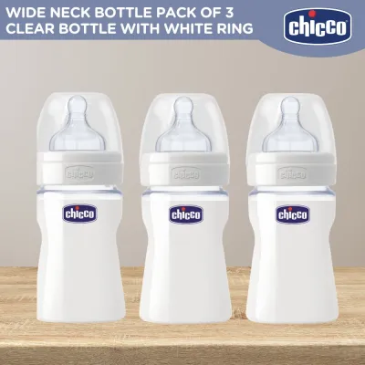 Chicco Well-Being Feeding Bottle for Baby Bottle Set Pack of 3 Wide Neck Bottle For Baby Feeding Bottle For Baby Boy Feeding Bottle For Baby Girl wideneck
