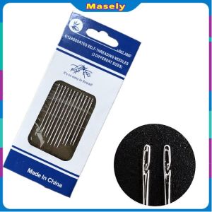 Masely 12 PCS Blind Sewing Needles Elderly Big Hole Stainless Steel Needle for Sewing Household DIY Beading