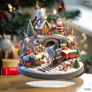 [COD] YUNZE Santa Claus Tabletop trang trí với cơ sở 2D Acrylic đồ trang trí Giáng sinh 2026 Xmas navidad Nguồn cung cấp bên