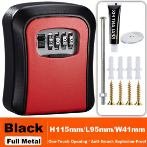 Treo Tường Hộp chìa khoá mật khẩu với 4-tổ hợp số mật khẩu chính Hộp có khóa không thấm nước và rỉ sét bằng chứng lưu trữ ngoài trời khóa bảo mật an toàn mật khẩu Hộp chìa khoá