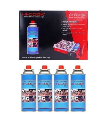 [4 in 1] Original Paket Gas Isi 4 pcs Gas Portable Tabung Gas Catridge Hicook 230gr